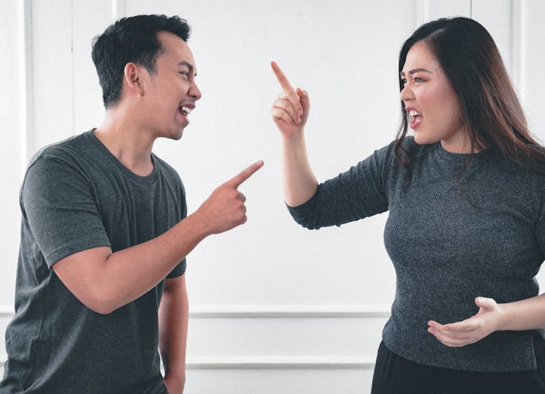 man arguing with wife