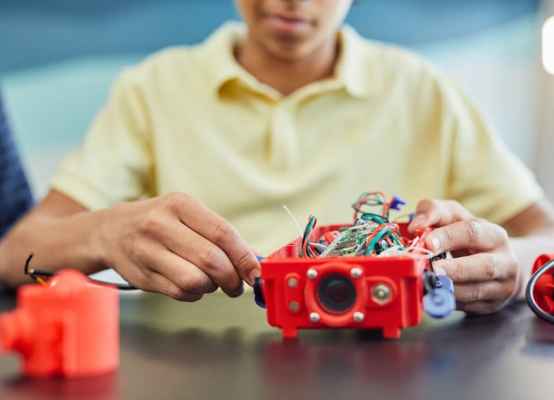 bee on robotic circuit